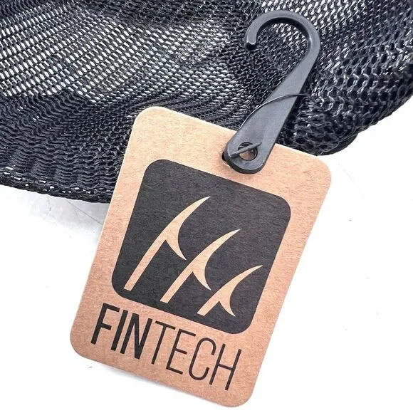 Fintech Fishing Black Logo Patch Mesh Snap Back Trucker Cap Hat Unisex OS - Picture 4 of 6